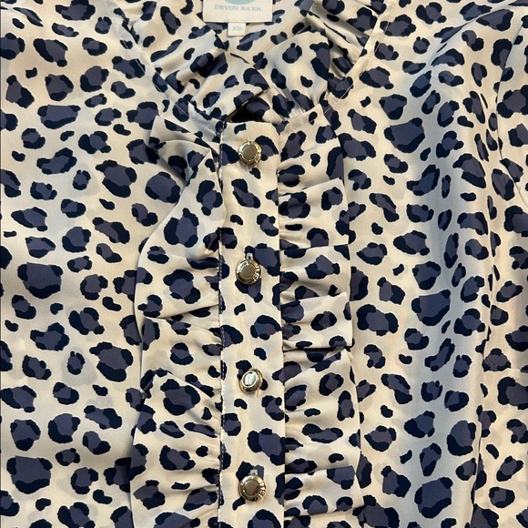 Devon Baer Navy and Leopard Print Tops - Picture 3 of 12